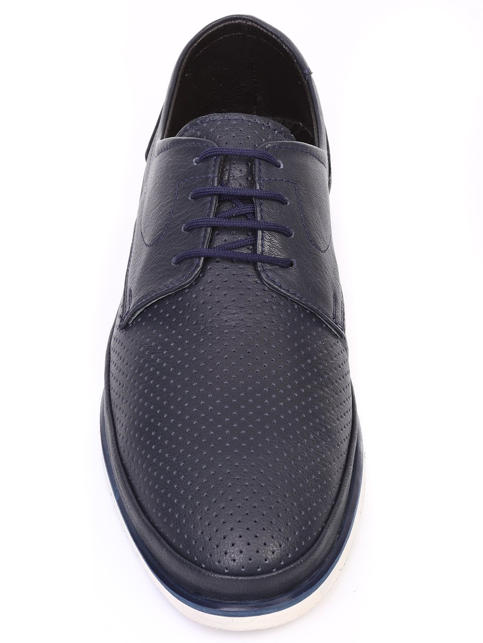 Ежедневни мъжки обувки от естествена кожа в синьо 7AT-18515 navy