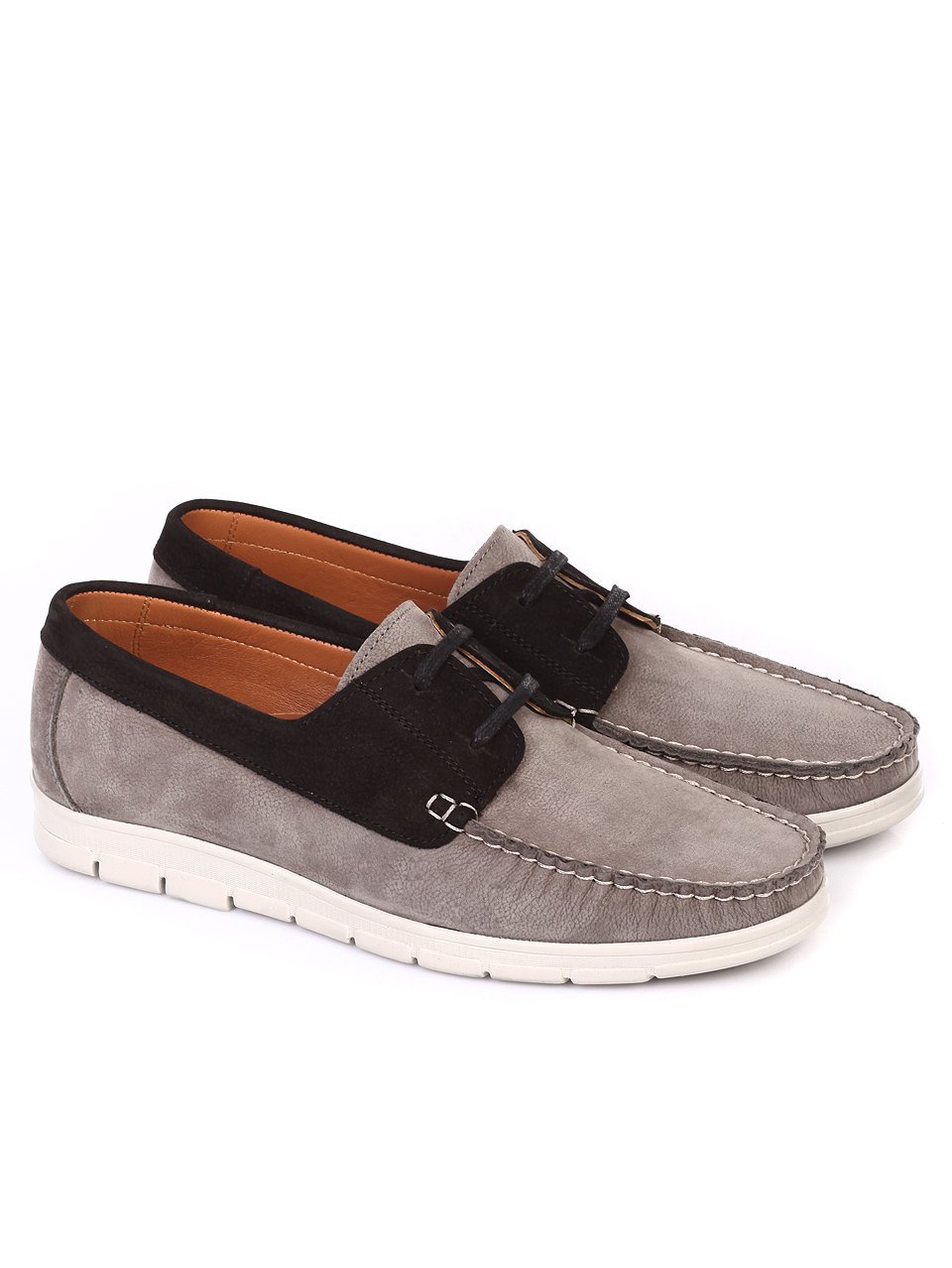 Ежедневни мъжки обувки от естествен набук в сиво 7AT-18527 grey