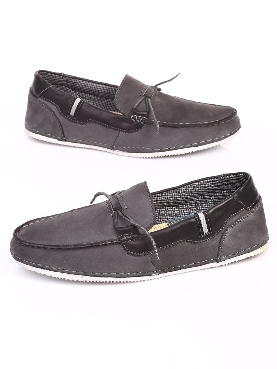 Mъжки обувки от естествен набук в сиво 7N-17393 grey