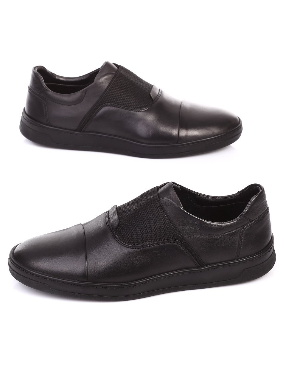 Спортно-елегантни мъжки обувки от естествена кожа 7AT-17589 black