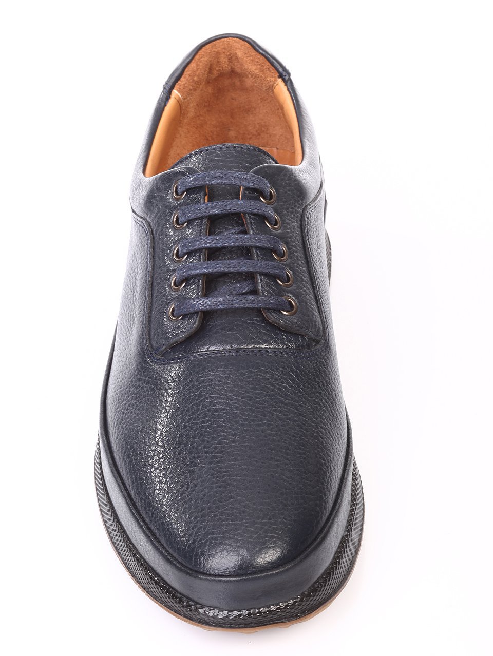Ежедневни мъжки обувки от естествена кожа  в синьо 7AT-171175 dk.blue