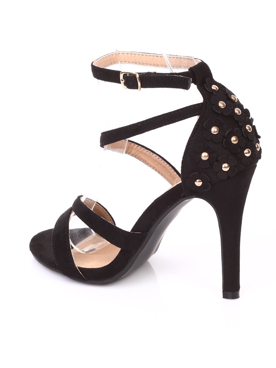 Елегантни дамски сандали на ток в черно 4C-18101 black