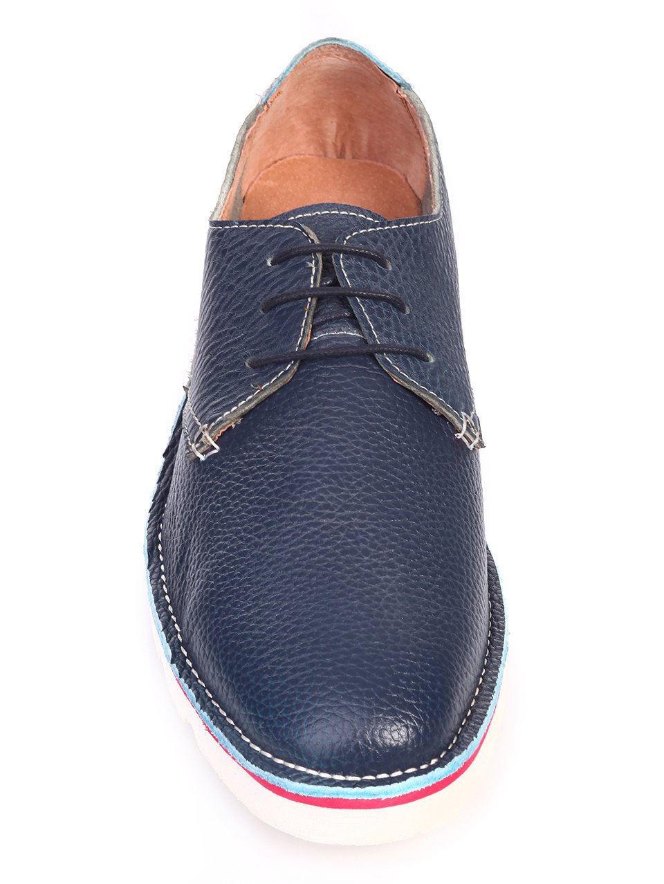 Ежедневни мъжки обувки от естествена кожа в синьо 7N-17416 blue