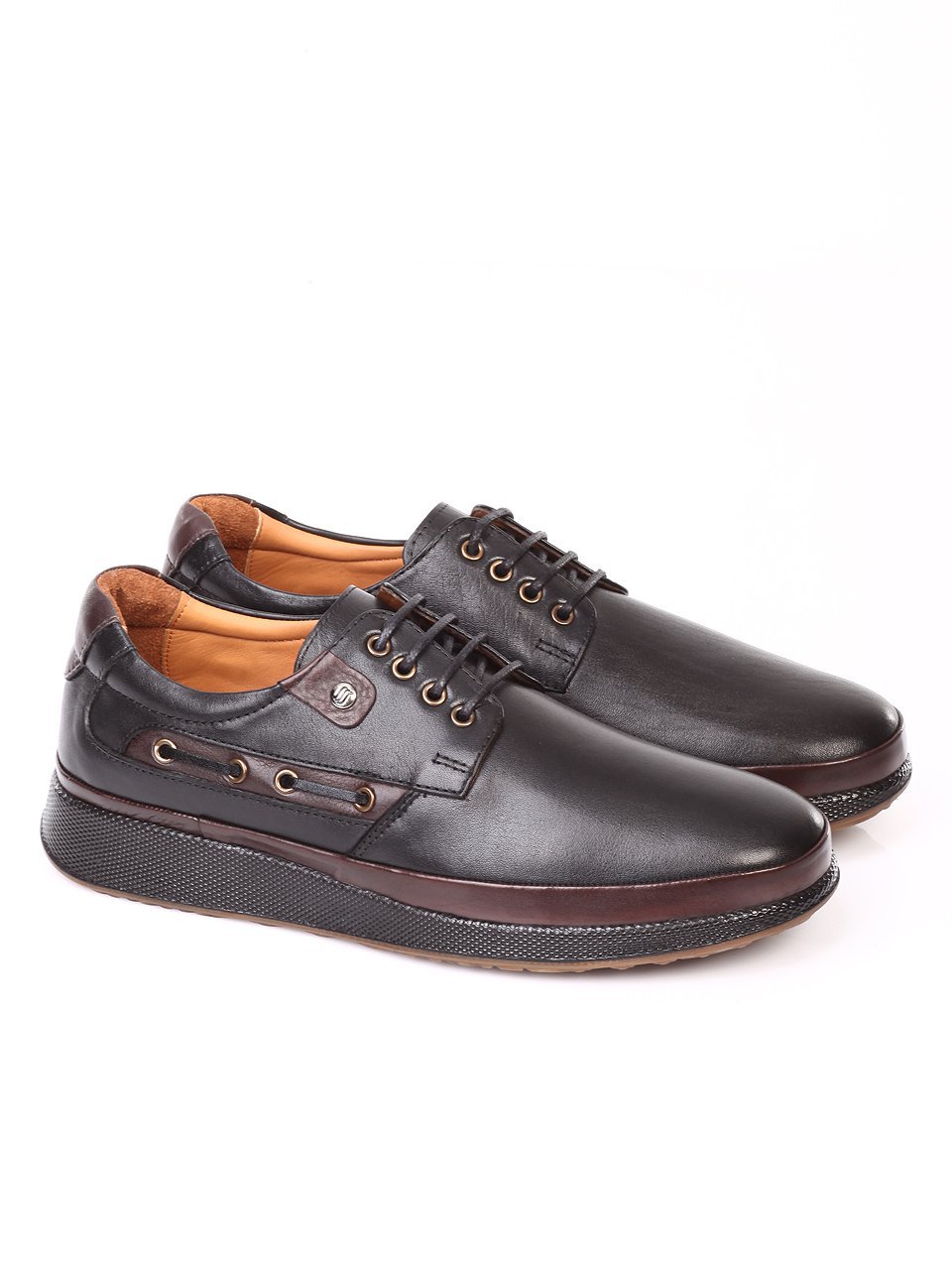 Спортно-елегантни мъжки обувки от естествена кожа 7AT-171174 black