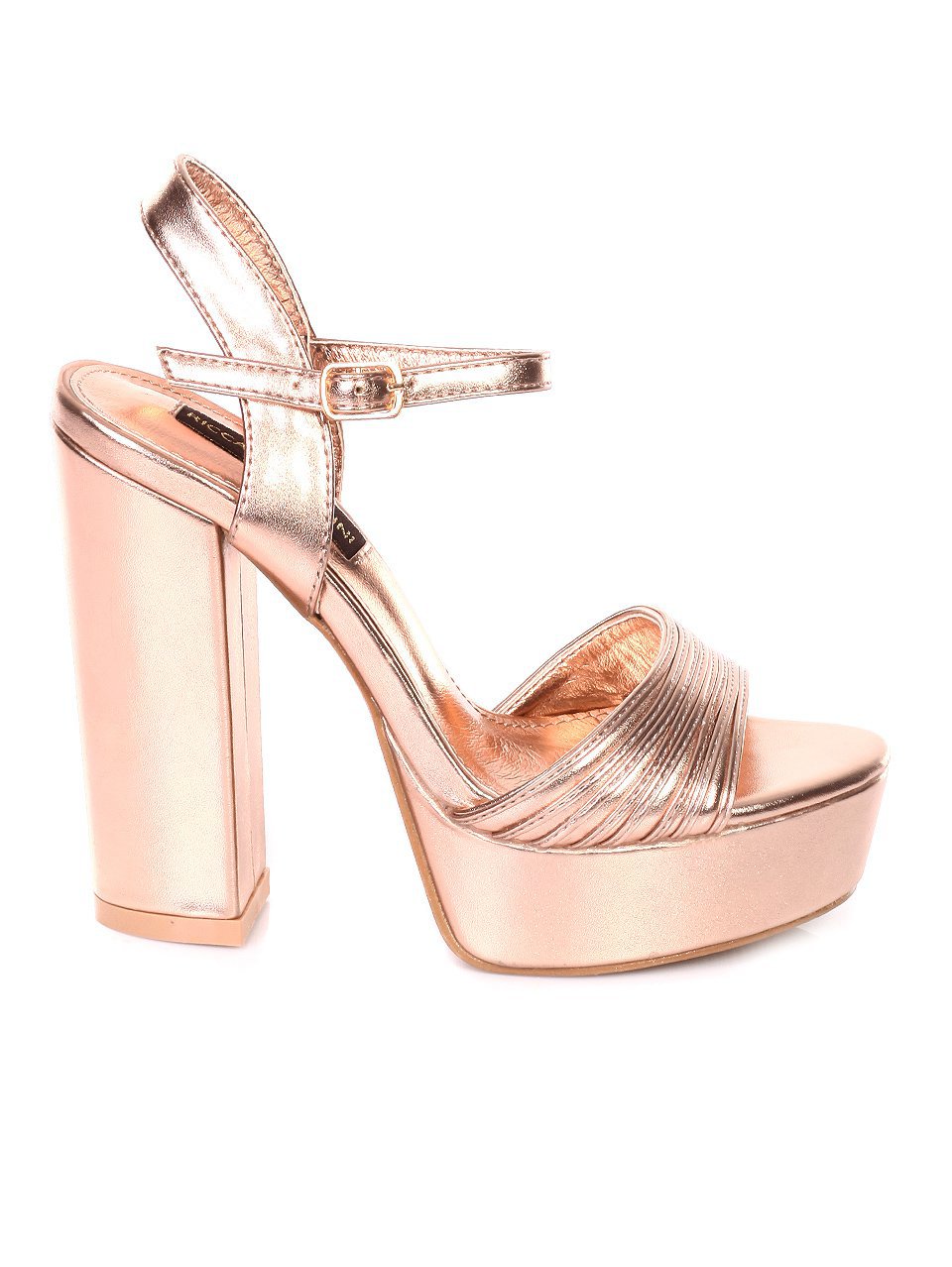 Елегантни дамски сандали на ток в розово и златисто 4S-18427 champagne