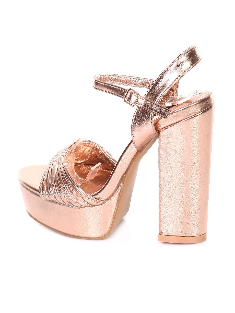 Елегантни дамски сандали на ток в розово и златисто 4S-18427 champagne